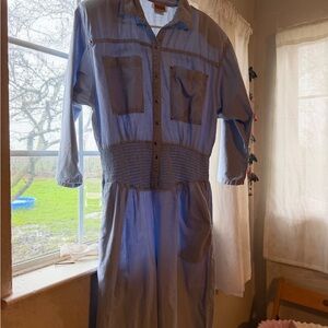 Vintage Fads Blue Button-Up Jumpsuit